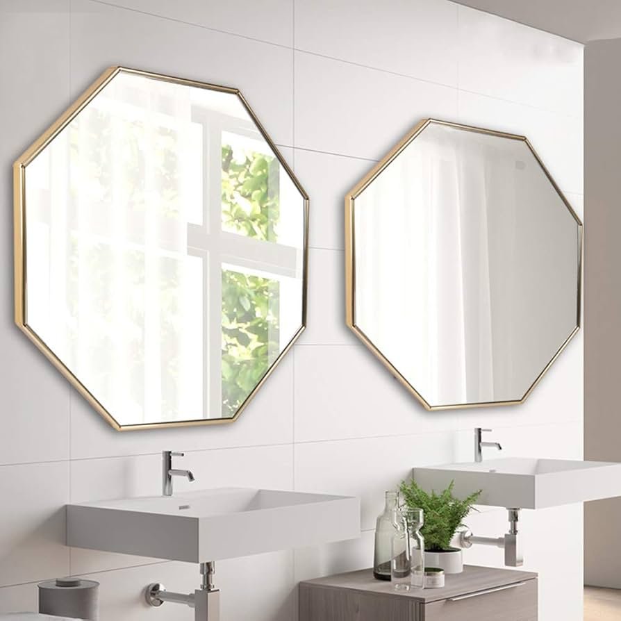 MIRROR-1 Mirror, Bathroom Living Room Bedroom Octagonal Decorative ...