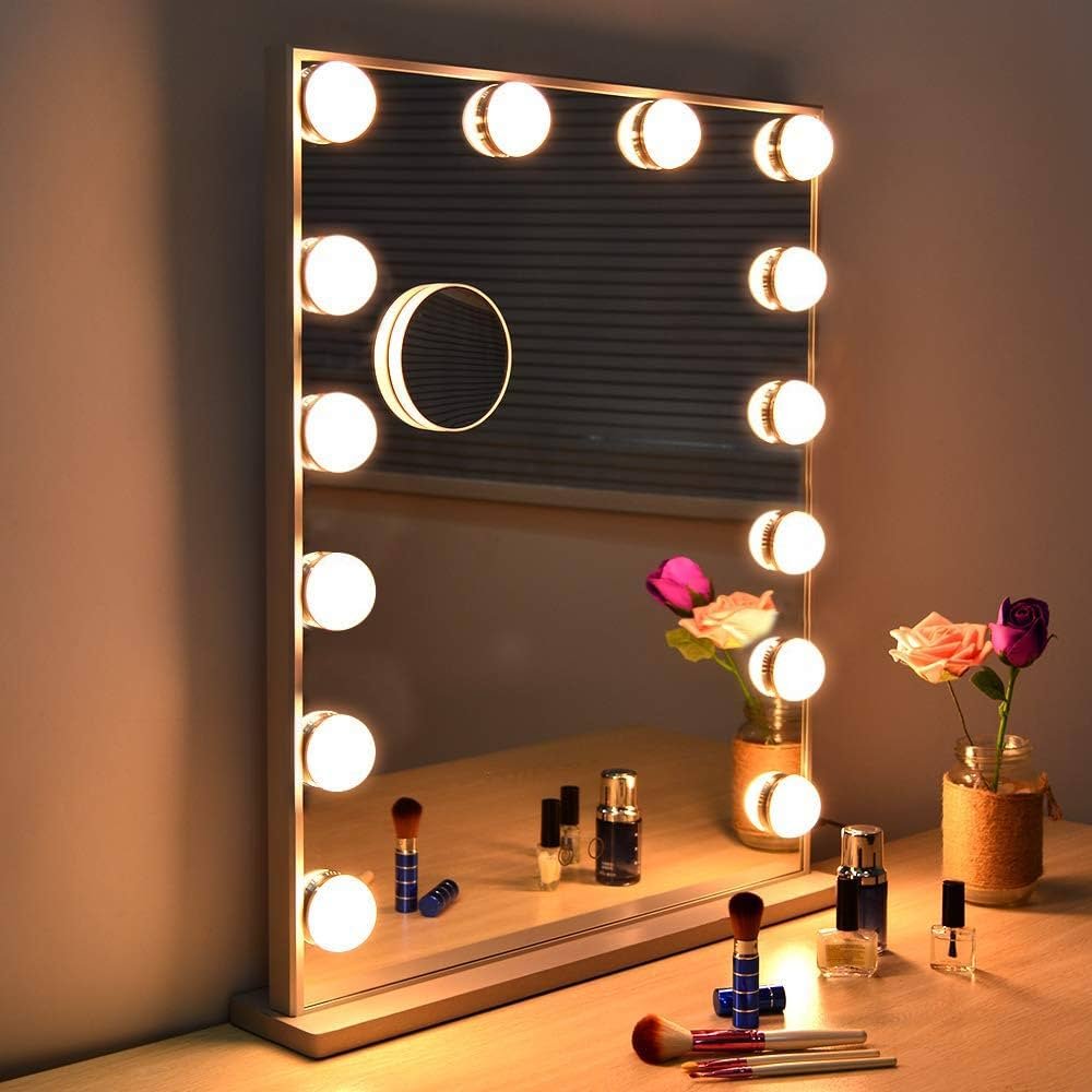 Fenair Large Vanity Mirror With Lights & USB Charging Port - Hollywood  Style Makeup Vanity Mirror,3 Color Lighting Model, Cosmetic Mirror with 14  Dimmable Bulbs for Dressing Table (24.5"x20.5") : Amazon.sg: Beauty